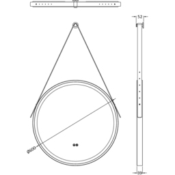nuie Matt Black Round Illuminated Mirror 600mm - Size: 600 x 600 x 40mm - Wilko - thumbnail 4