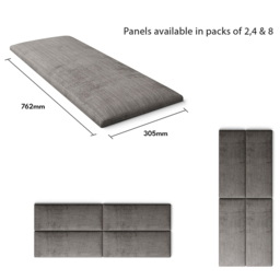 Aspire EasyMount Silver Firenze Velour Upholstered Wall Mounted Headboard Panels 8 Pack - Aspire Beds - Wilko - thumbnail 6