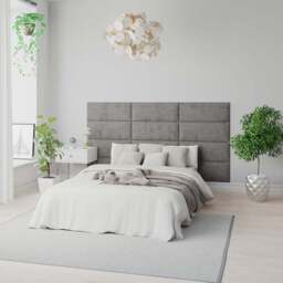Aspire EasyMount Silver Firenze Velour Upholstered Wall Mounted Headboard Panels 8 Pack - Aspire Beds - Wilko - thumbnail 1