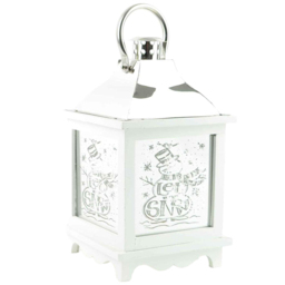 Shatchi Pre Lit White Wooden Let It Snow Christmas Lantern - Size: 300 x 50 x 30cm - Wilko - thumbnail 1