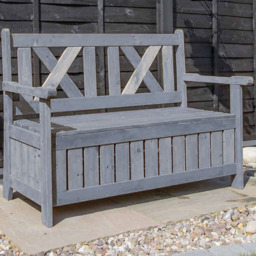 Jack Stonehouse Grey Wooden Storage Bench - Size: 2 Seater - Wilko