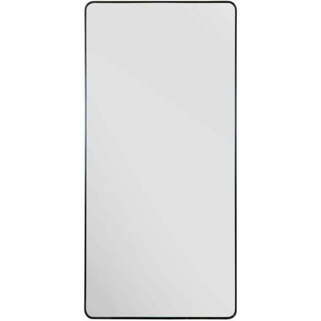 MirrorOutlet The Angulis Black Aluminium Curved Edge Wall Mirror 174 x 85cm - Wilko - image 1