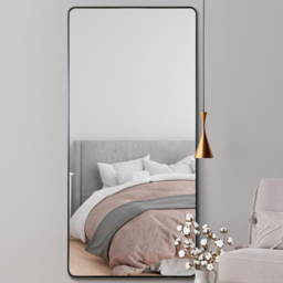 MirrorOutlet The Angulis Black Aluminium Curved Edge Wall Mirror 174 x 85cm - Wilko - thumbnail 3