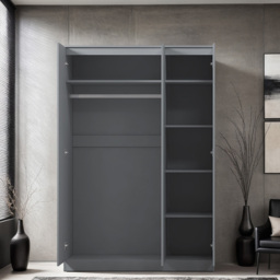 FWStyle Stora 3 Door Grey Gloss Wardrobe - Wilko - thumbnail 5