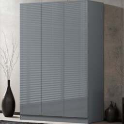 FWStyle Stora 3 Door Grey Gloss Wardrobe - Wilko - thumbnail 1