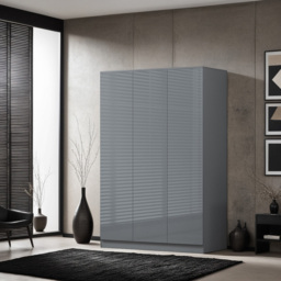 FWStyle Stora 3 Door Grey Gloss Wardrobe - Wilko - thumbnail 4