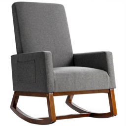 Costway Grey Upholstered Fabric Rocking Armchair - Size: Single - Wilko - thumbnail 3