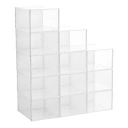 Living and Home 12 Pack White Stackable Shoe Storage Boxes 18 x 24 x 34cm - Size: 34 x 24 x 18cm - Wilko - thumbnail 4