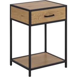 Florence Seaford Single Drawer Single Shelf Black and Oak Bedside Table - Furniture To Go - Wilko - thumbnail 3