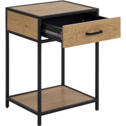 Florence Seaford Single Drawer Single Shelf Black and Oak Bedside Table - Furniture To Go - Wilko - thumbnail 6