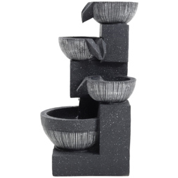 Living and Home 4-Tier Solar Powered Cascading Water Feature with Warm LED Lights - Grey - Wilko - thumbnail 4