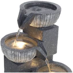 Living and Home 4-Tier Solar Powered Cascading Water Feature with Warm LED Lights - Grey - Wilko - thumbnail 7