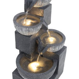 Living and Home 4-Tier Solar Powered Cascading Water Feature with Warm LED Lights - Grey - Wilko - thumbnail 6