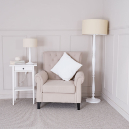 ValueLights Victoria Cream Fabric Drum Shade White Wood Traditional Stem LED Floor Lamp - Size: 157 x 45 x 45cm - Wilko - thumbnail 6