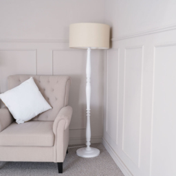 ValueLights Victoria Cream Fabric Drum Shade White Wood Traditional Stem LED Floor Lamp - Size: 157 x 45 x 45cm - Wilko - thumbnail 4