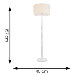 ValueLights Victoria Cream Fabric Drum Shade White Wood Traditional Stem LED Floor Lamp - Size: 157 x 45 x 45cm - Wilko - thumbnail 7