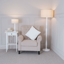 ValueLights Victoria Cream Fabric Drum Shade White Wood Traditional Stem LED Floor Lamp - Size: 157 x 45 x 45cm - Wilko - thumbnail 5