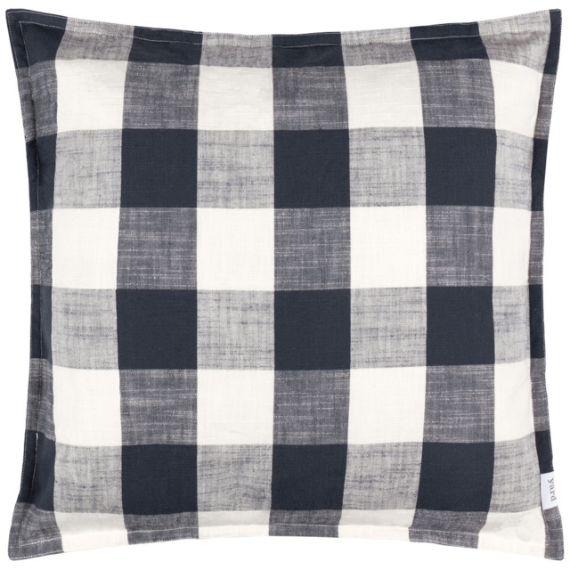 Yard Chesil Blue Check Cotton Polyester Filled Outdoor Cushion 50 x 50cm - Wilko - image 1