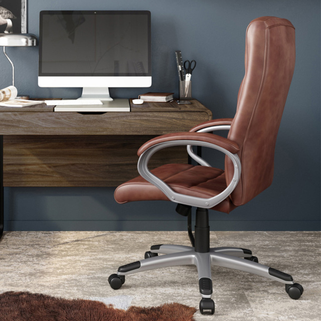 Alphason Hampton Brown Leather Office Chair - Size: 126 x 64 x 76cm - Wilko - image 1