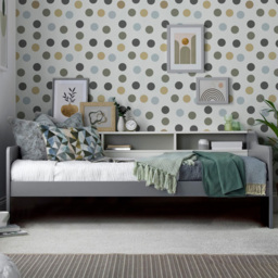 Tyler Grey and White Guest Bed with Pocket Mattress - Size: Single - Bedmaster - Wilko