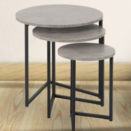 Seconique Athens Concrete Round Nest of Tables Set of 3 - Size: 50 x 50 x 50cm - Grey - Wilko