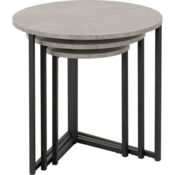 Seconique Athens Concrete Round Nest of Tables Set of 3 - Size: 50 x 50 x 50cm - Grey - Wilko - thumbnail 4