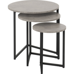 Seconique Athens Concrete Round Nest of Tables Set of 3 - Size: 50 x 50 x 50cm - Grey - Wilko - thumbnail 3