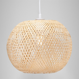 Happy Homewares Natural Bamboo Strapping Spherical Cage Pendant Shade - Size: 28 x 30 x 30cm - Brown - Wilko - thumbnail 7