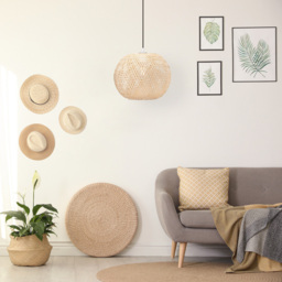 Happy Homewares Natural Bamboo Strapping Spherical Cage Pendant Shade - Size: 28 x 30 x 30cm - Brown - Wilko - thumbnail 3