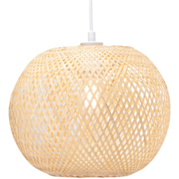 Happy Homewares Natural Bamboo Strapping Spherical Cage Pendant Shade - Size: 28 x 30 x 30cm - Brown - Wilko - thumbnail 4