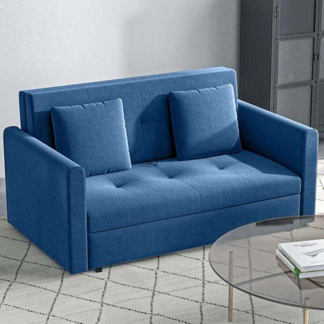 Portland Double Sleeper Dark Blue Convertible Sofa Bed - Size: 2 Seater - Wilko - image 1