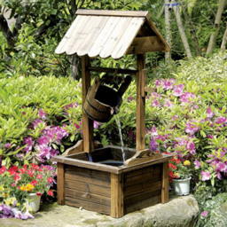 Heissner Wooden Wishing Well Water Feature - Size: 57 x 50 x 112cm - Wilko - thumbnail 3