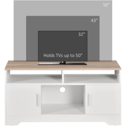 Portland 2 Door 3 Shelf White TV Cabinet - Size: 105 x 40 x 52cm - Brown - Wilko - thumbnail 5