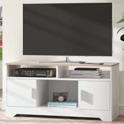 Portland 2 Door 3 Shelf White TV Cabinet - Size: 105 x 40 x 52cm - Brown - Wilko