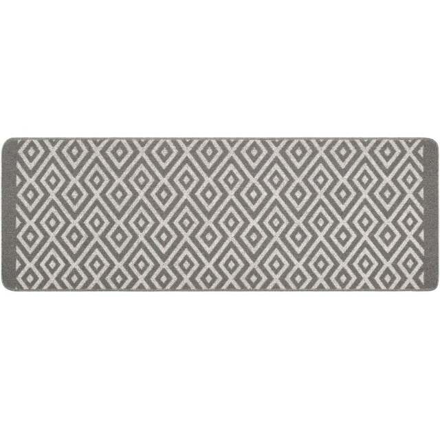 My Mat Silver Geometric Cosy Stain Resistant Runner 67 x 200cm - Size: 65 x 200 x 2cm - grey - Wilko - image 1
