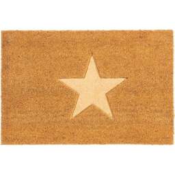 Eselle Astley Star Embossed Natural Coir Door Mat 40 x 60cm - Size: 40 x 60 x 1.5cm - Brown - Wilko - thumbnail 1