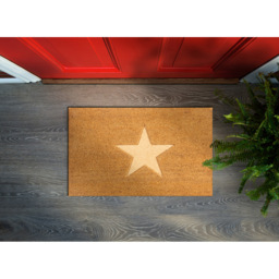 Eselle Astley Star Embossed Natural Coir Door Mat 40 x 60cm - Size: 40 x 60 x 1.5cm - Brown - Wilko - thumbnail 3