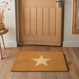 Eselle Astley Star Embossed Natural Coir Door Mat 40 x 60cm - Size: 40 x 60 x 1.5cm - Brown - Wilko - thumbnail 6