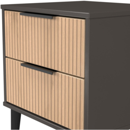 Crowndale Hong Kong 2 Drawer Slatt Effect and Graphite Compact Bedside Cabinet Ready Assembled - Slatt Effect & Graphite - Wilko - thumbnail 6