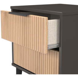 Crowndale Hong Kong 2 Drawer Slatt Effect and Graphite Compact Bedside Cabinet Ready Assembled - Slatt Effect & Graphite - Wilko - thumbnail 7