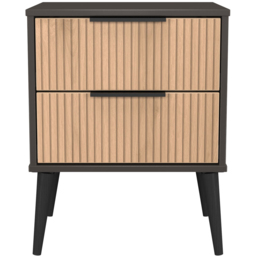 Crowndale Hong Kong 2 Drawer Slatt Effect and Graphite Compact Bedside Cabinet Ready Assembled - Slatt Effect & Graphite - Wilko - thumbnail 3