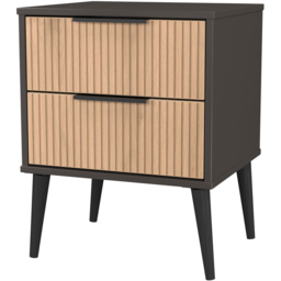Crowndale Hong Kong 2 Drawer Slatt Effect and Graphite Compact Bedside Cabinet Ready Assembled - Slatt Effect & Graphite - Wilko - thumbnail 5