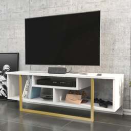 Decorotika Asal White and Gold Wide TV Unit - Size: 40.2 x 119.4 x 35.2cm - Multi - Wilko - thumbnail 1