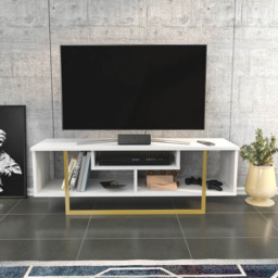 Decorotika Asal White and Gold Wide TV Unit - Size: 40.2 x 119.4 x 35.2cm - Multi - Wilko - thumbnail 4