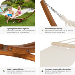 tectake Thorsten 2 Seater White Hammock - Wilko - thumbnail 6