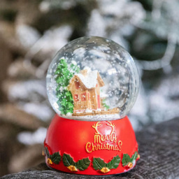 Shatchi Musical Snowglobe Santa House and Xmas Tree Scene - Size: 150 x 150 x 100cm - Multi - Wilko - thumbnail 3