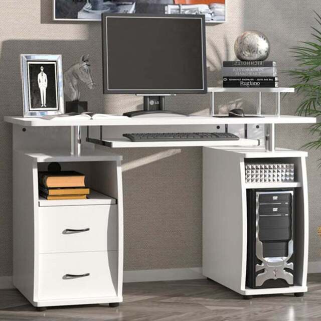 Portland 2 Drawer Computer Desk White - Size: 120 x 55 x 85cm - Wilko - image 1