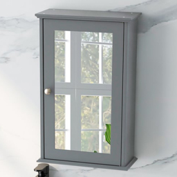 Costway Grey Bathroom Medicine Cabinet with Mirror and Adjustable Shelf - Size: 61 x 40.6 x 10.16cm - Wilko