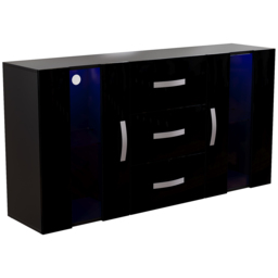 Vida Designs Astro 2 Door 3 Drawer Black LED Sideboard - Size: 32 x 135 x 70cm - Wilko - thumbnail 3