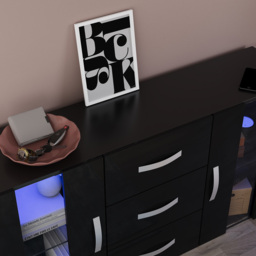 Vida Designs Astro 2 Door 3 Drawer Black LED Sideboard - Size: 32 x 135 x 70cm - Wilko - thumbnail 4